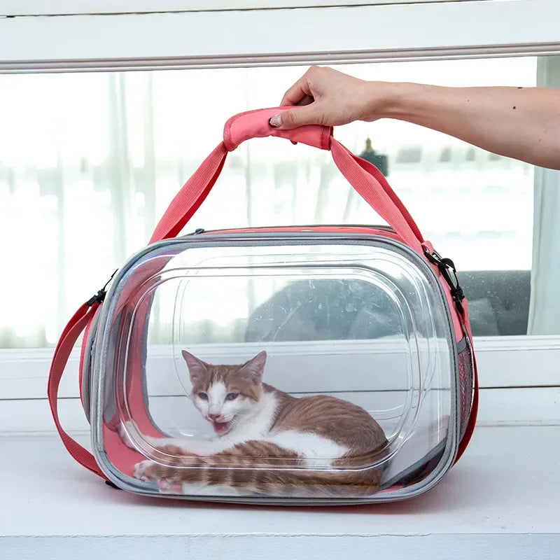 Cat Dog Carrier Bag Transportation Travel Breathable Pet Handbag Portable Shoulder Basket Backpack Puppy Tote Transparent Cage