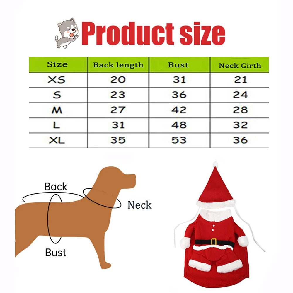 Christmas Pet Dog Clothes Fashion Xmas Clothing Warm Fleece Coat Puppy Dog Christmas Clothes Santa Claus Standing Clothes Gift