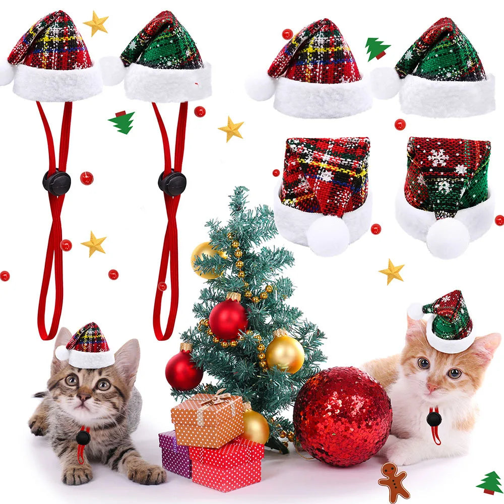 New pet christmas hat fashion dog cat christmas hat elastic rope pendant dogvest