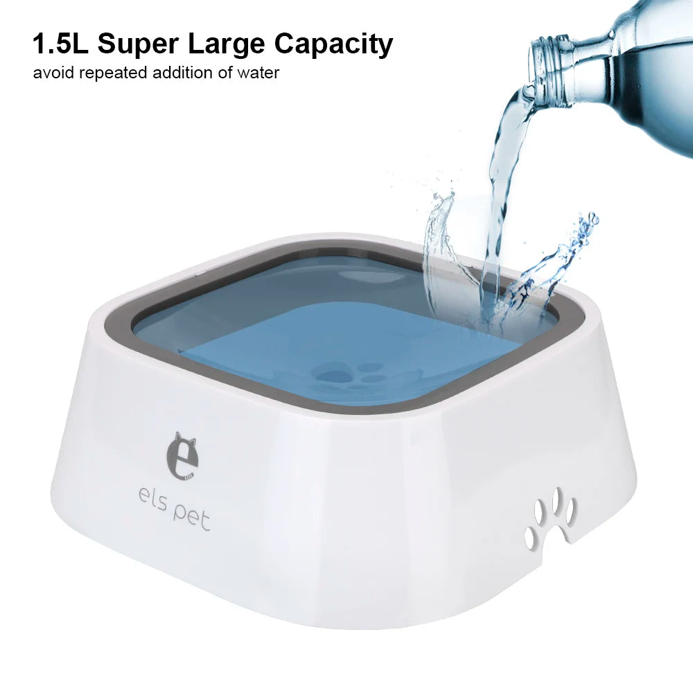 Slow Water Feeder Dispenser Dog Supplies Carried Floating Bowl Anti-Overflow Pet Fountain Cat Dog Water Bowl 1.5L