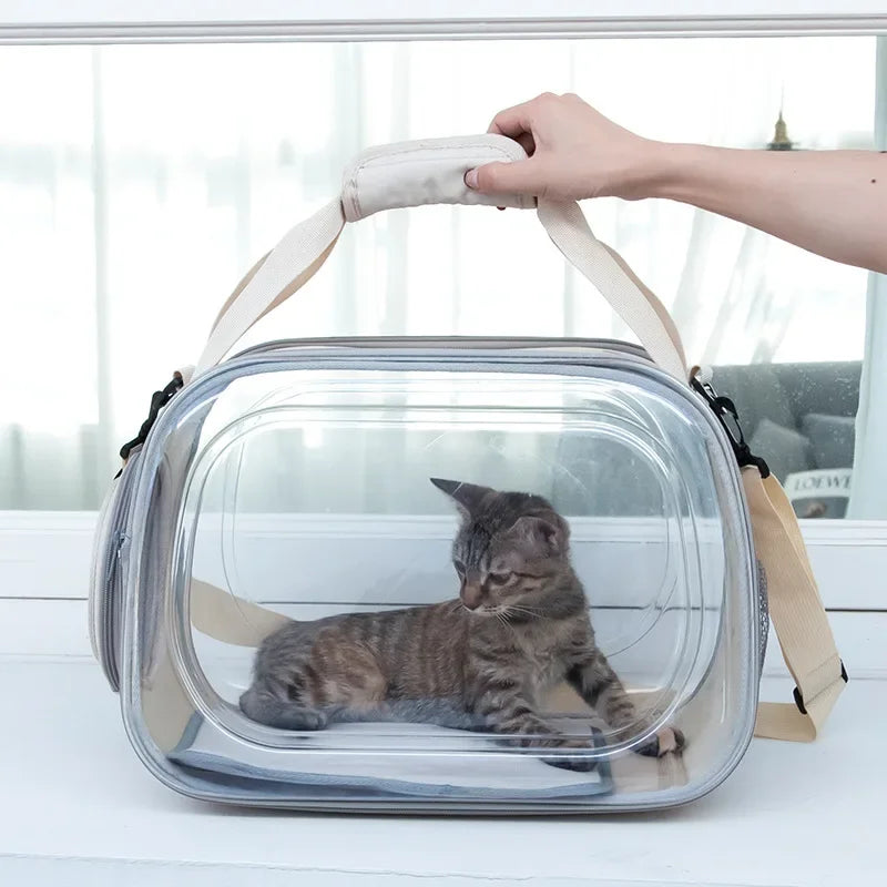 Cat Dog Carrier Bag Transportation Travel Breathable Pet Handbag Portable Shoulder Basket Backpack Puppy Tote Transparent Cage