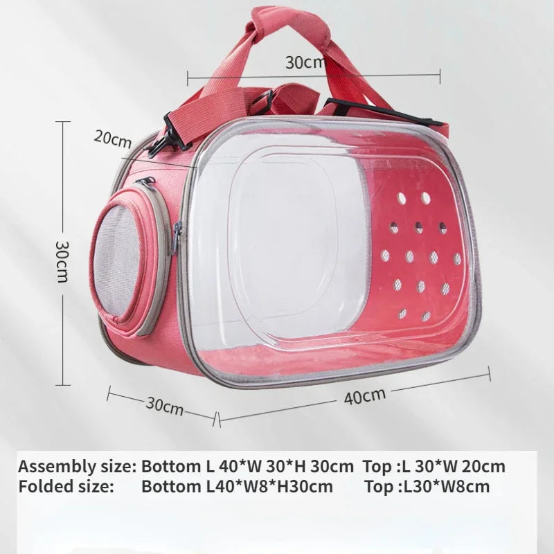 Cat Dog Carrier Bag Transportation Travel Breathable Pet Handbag Portable Shoulder Basket Backpack Puppy Tote Transparent Cage