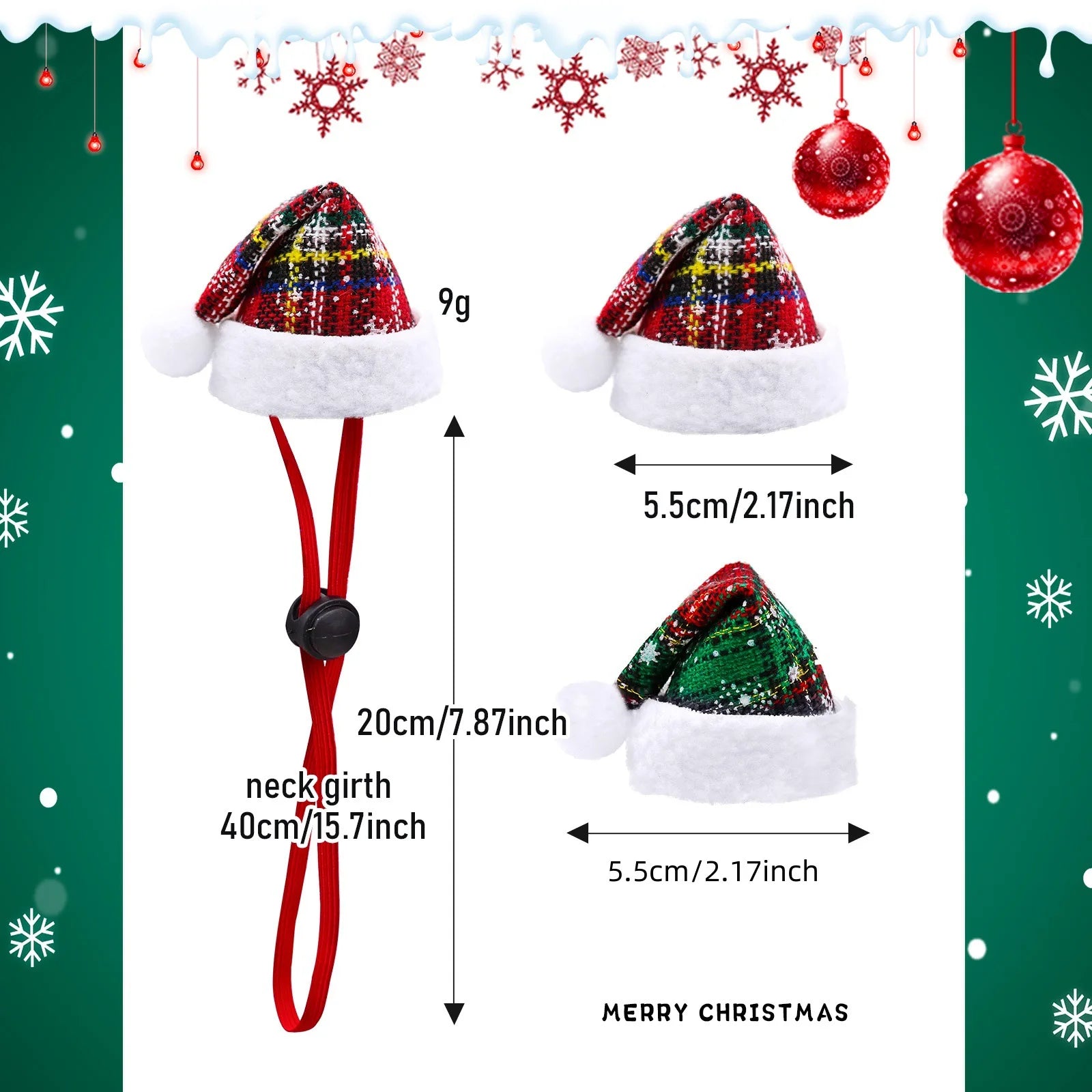 New pet christmas hat fashion dog cat christmas hat elastic rope pendant dogvest