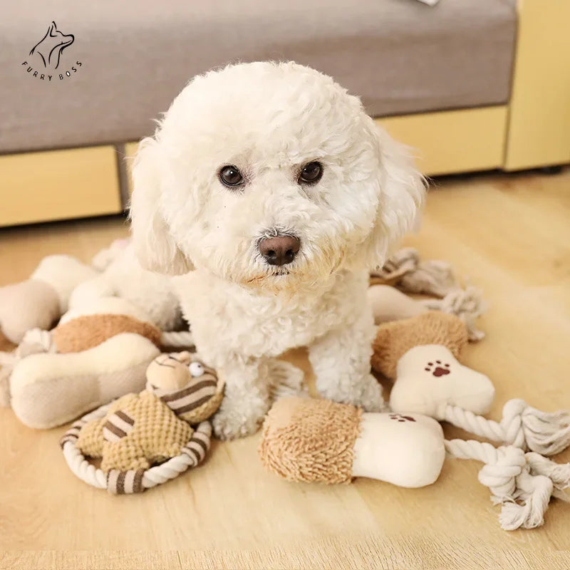 Pet Cotton Rope Toy, Durable and Bite-resistant, Interactive Dog Molar Teeth Cleaner, Knot Training, Canvas Material, Puppy Toot