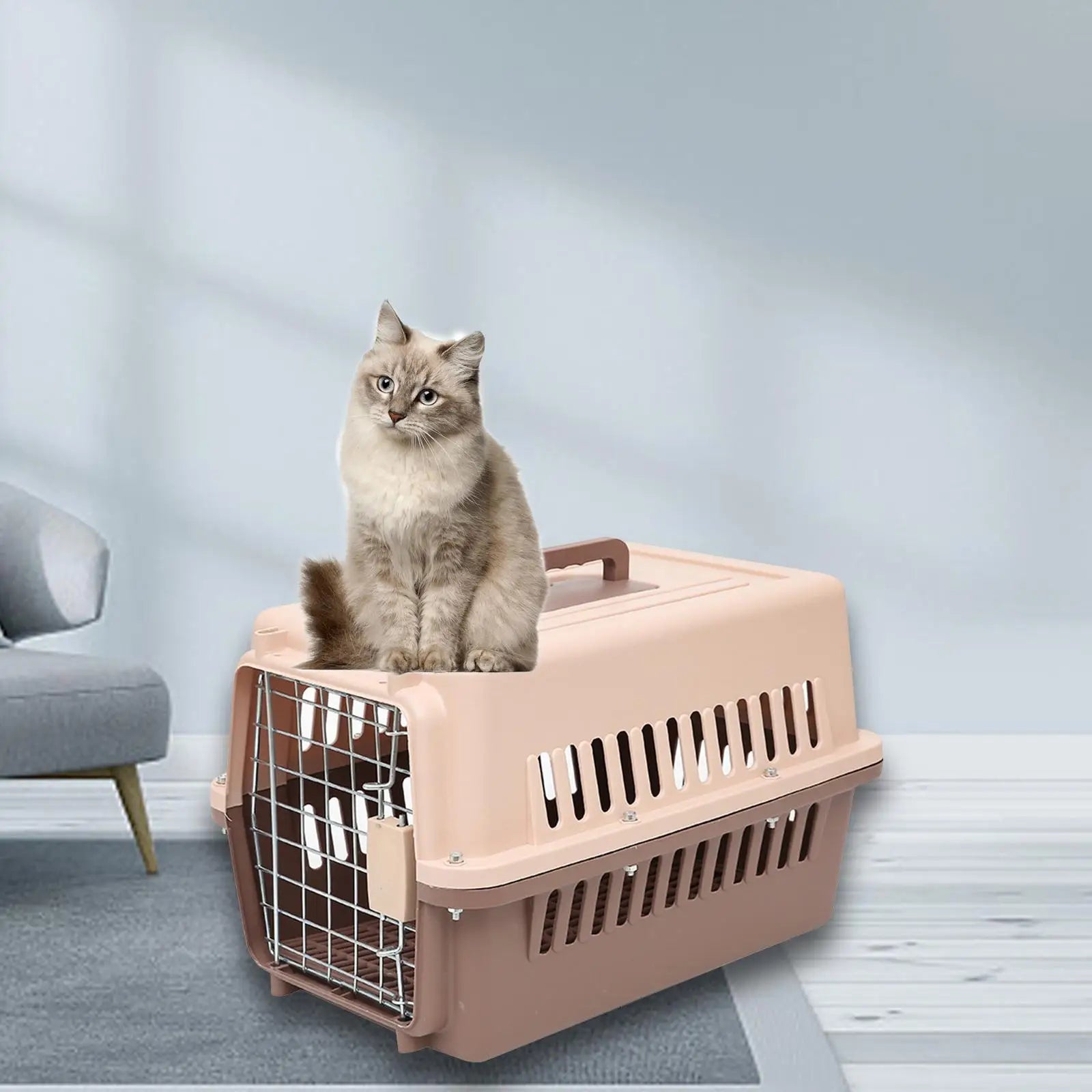 Hard Sided Travel Carrier Pack Handbag Organizer with Metal Wire Crate Tote Cat Cage for Kitten Puppy Rabbits Traveling Outdoor