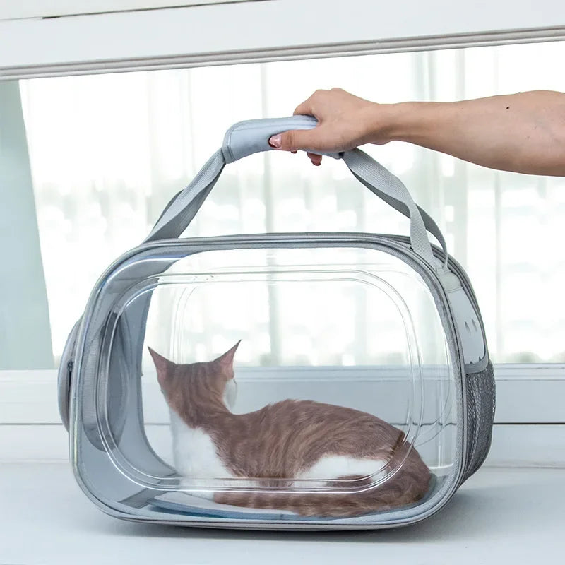 Cat Dog Carrier Bag Transportation Travel Breathable Pet Handbag Portable Shoulder Basket Backpack Puppy Tote Transparent Cage