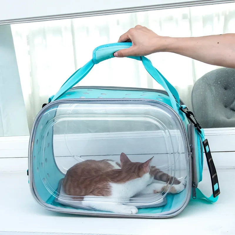 Cat Dog Carrier Bag Transportation Travel Breathable Pet Handbag Portable Shoulder Basket Backpack Puppy Tote Transparent Cage