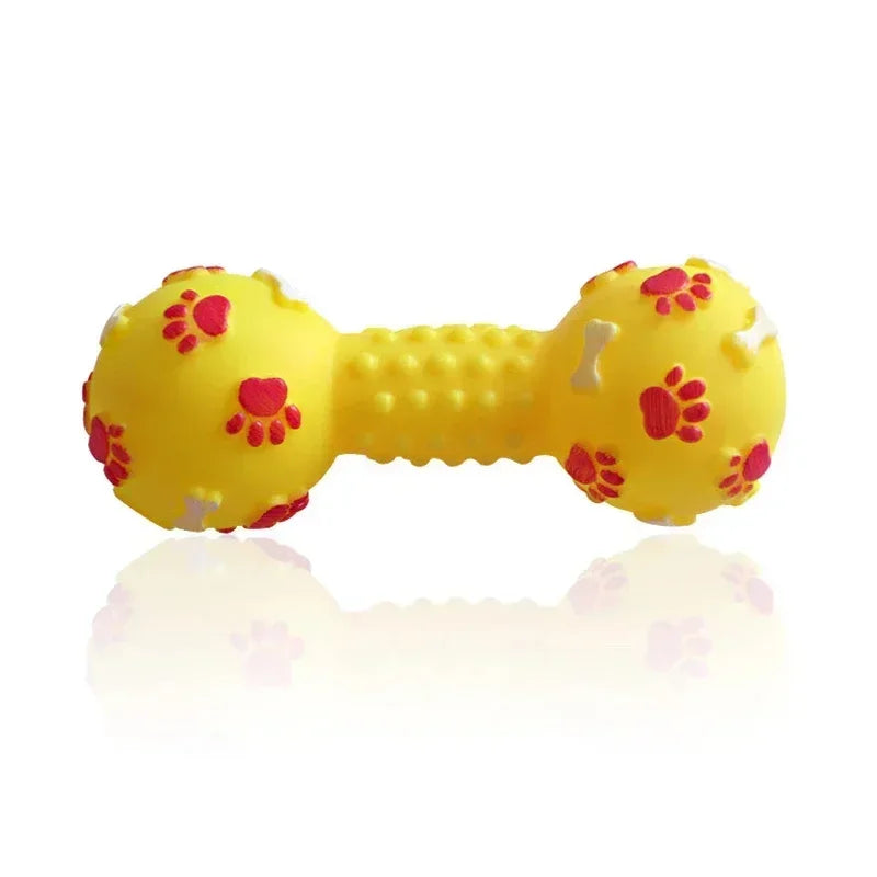 1pcs Pet Dog Cat Puppy Sound Polka Dot Squeaky Toy Rubber Dumbbell Chewing Funny Toy