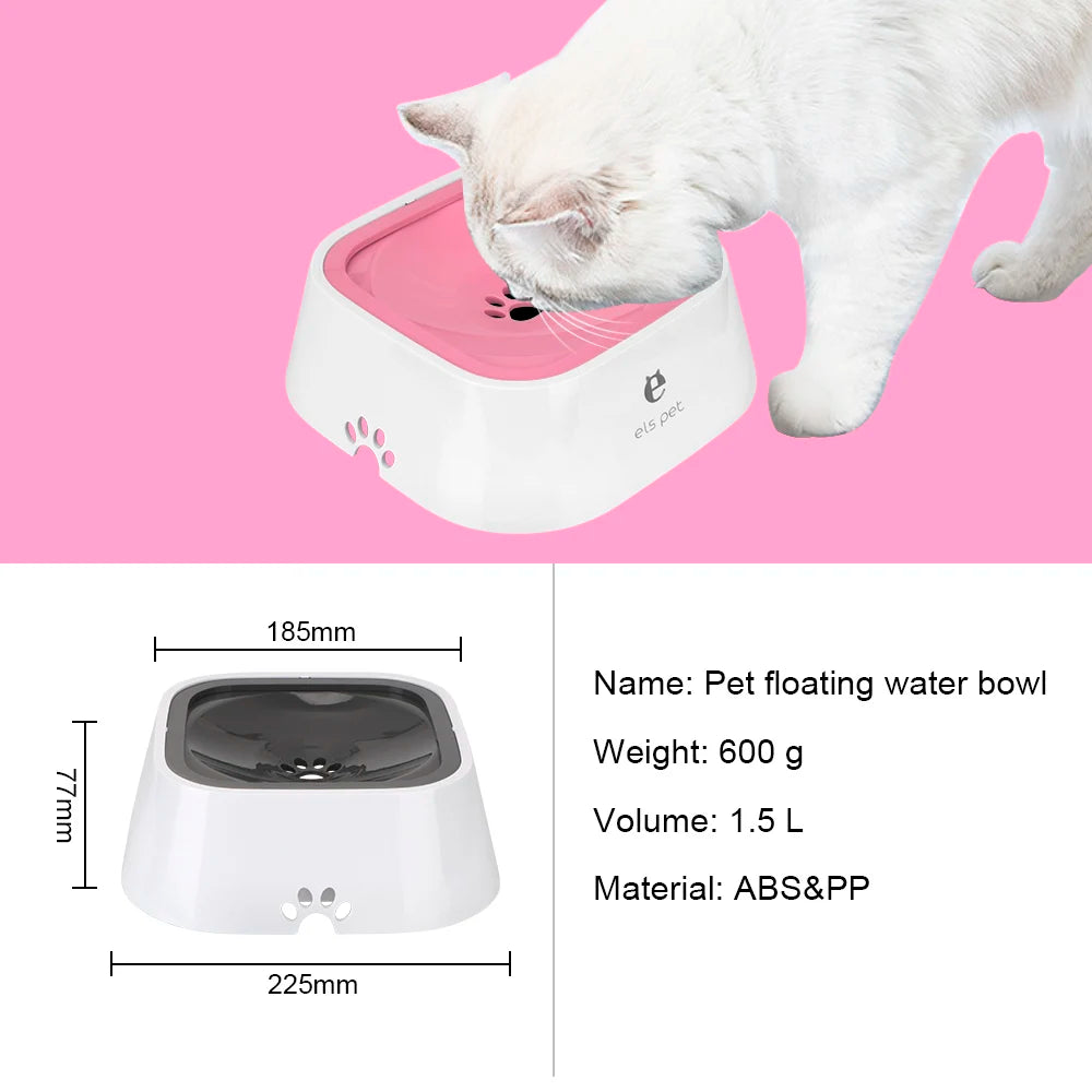 Slow Water Feeder Dispenser Dog Supplies Carried Floating Bowl Anti-Overflow Pet Fountain Cat Dog Water Bowl 1.5L