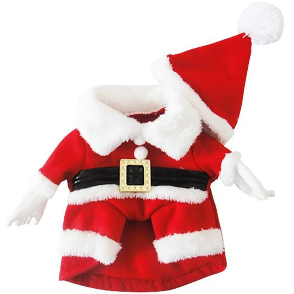 Christmas Pet Dog Clothes Fashion Xmas Clothing Warm Fleece Coat Puppy Dog Christmas Clothes Santa Claus Standing Clothes Gift