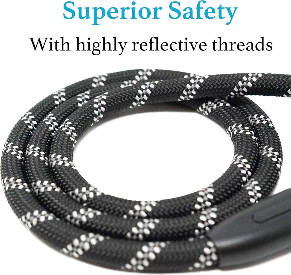 Durable Slip Lead Dog Leash with Padded Handle and Highly Reflective Threads, No Pull Dog Training Leash, (3/8" X 6 FT, Black) by Furry Buddy | Best Price Online