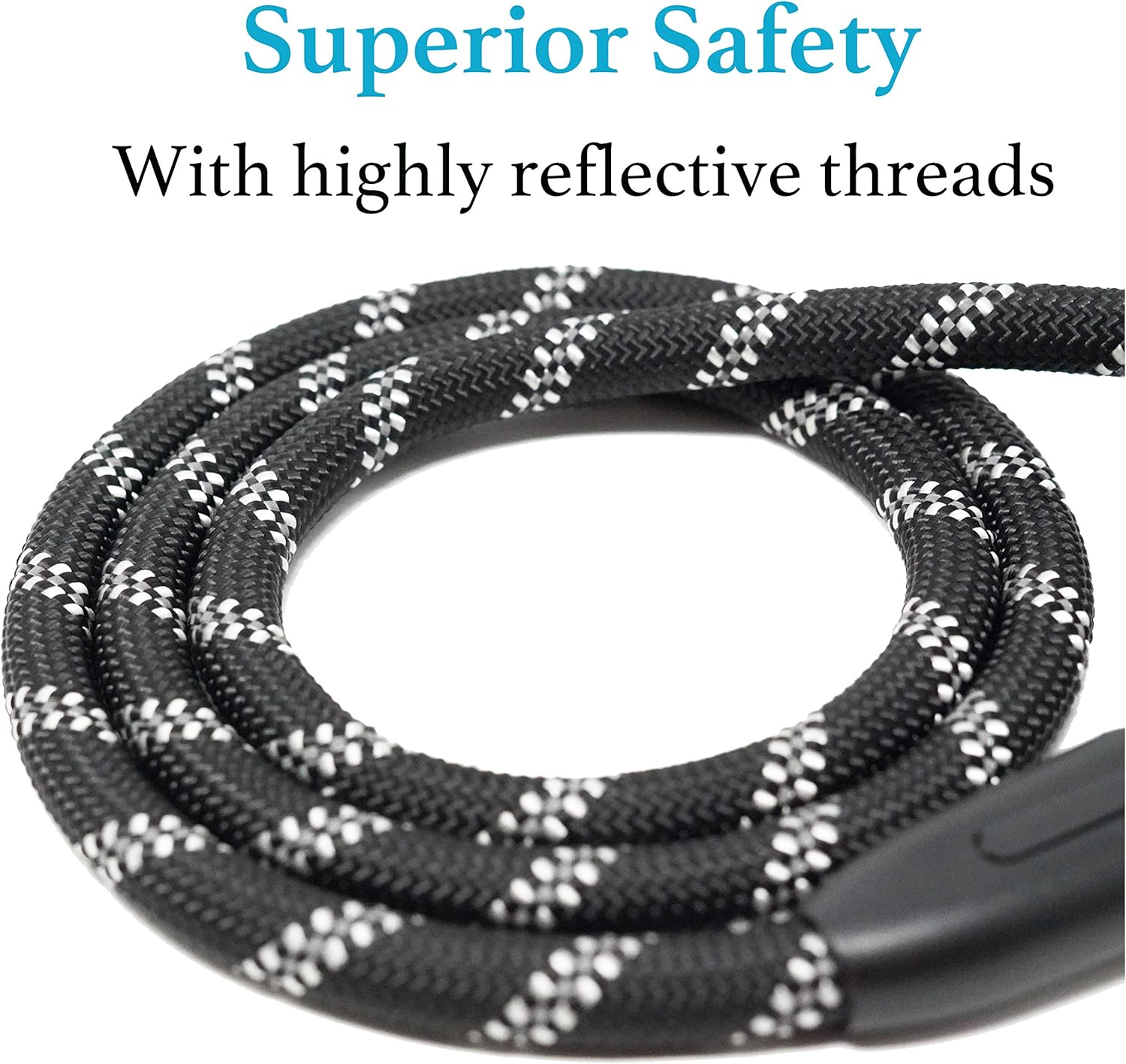 Durable Slip Lead Dog Leash with Padded Handle and Highly Reflective Threads, No Pull Dog Training Leash, (3/8" X 6 FT, Black) by Furry Buddy | Best Price Online