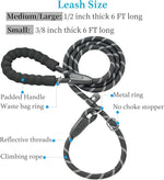 Durable Slip Lead Dog Leash with Padded Handle and Highly Reflective Threads, No Pull Dog Training Leash, (3/8" X 6 FT, Black) by Furry Buddy | Best Price Online