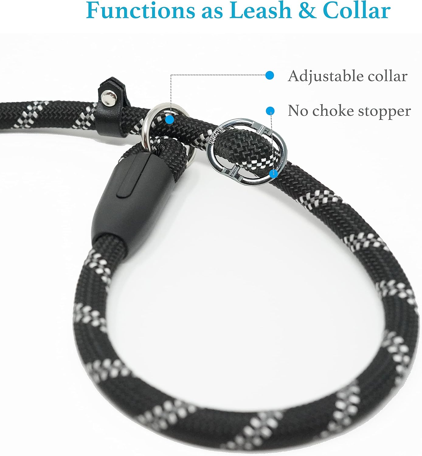 Durable Slip Lead Dog Leash with Padded Handle and Highly Reflective Threads, No Pull Dog Training Leash, (3/8" X 6 FT, Black) by Furry Buddy | Best Price Online