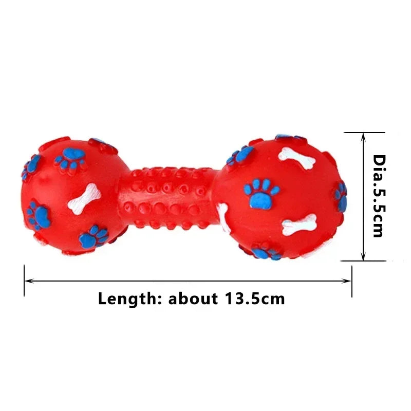 1pcs Pet Dog Cat Puppy Sound Polka Dot Squeaky Toy Rubber Dumbbell Chewing Funny Toy