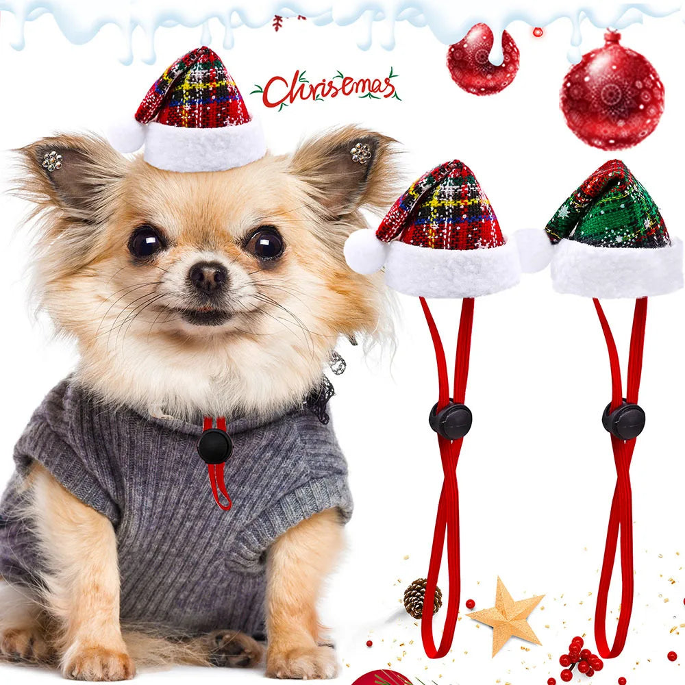 New pet christmas hat fashion dog cat christmas hat elastic rope pendant dogvest