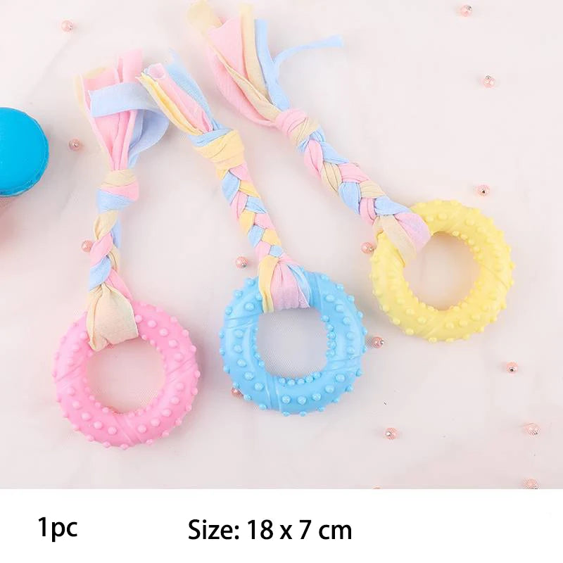 Pet Dog Toys For Small Dog Chews TPR Knot Toys Bite Resistant Molar Teeth Cleaning Dog Training Supplies Interactive Accessories