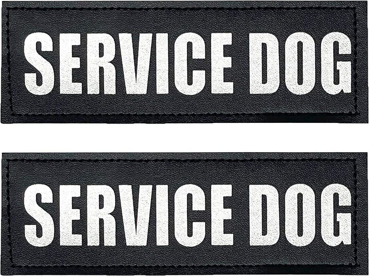 Reflective Service Dog in Training Patches with Hook Backing for Service Animal Vests /Harnesses Large (6 X 2) Inch by Furry Buddy | Best Price Online