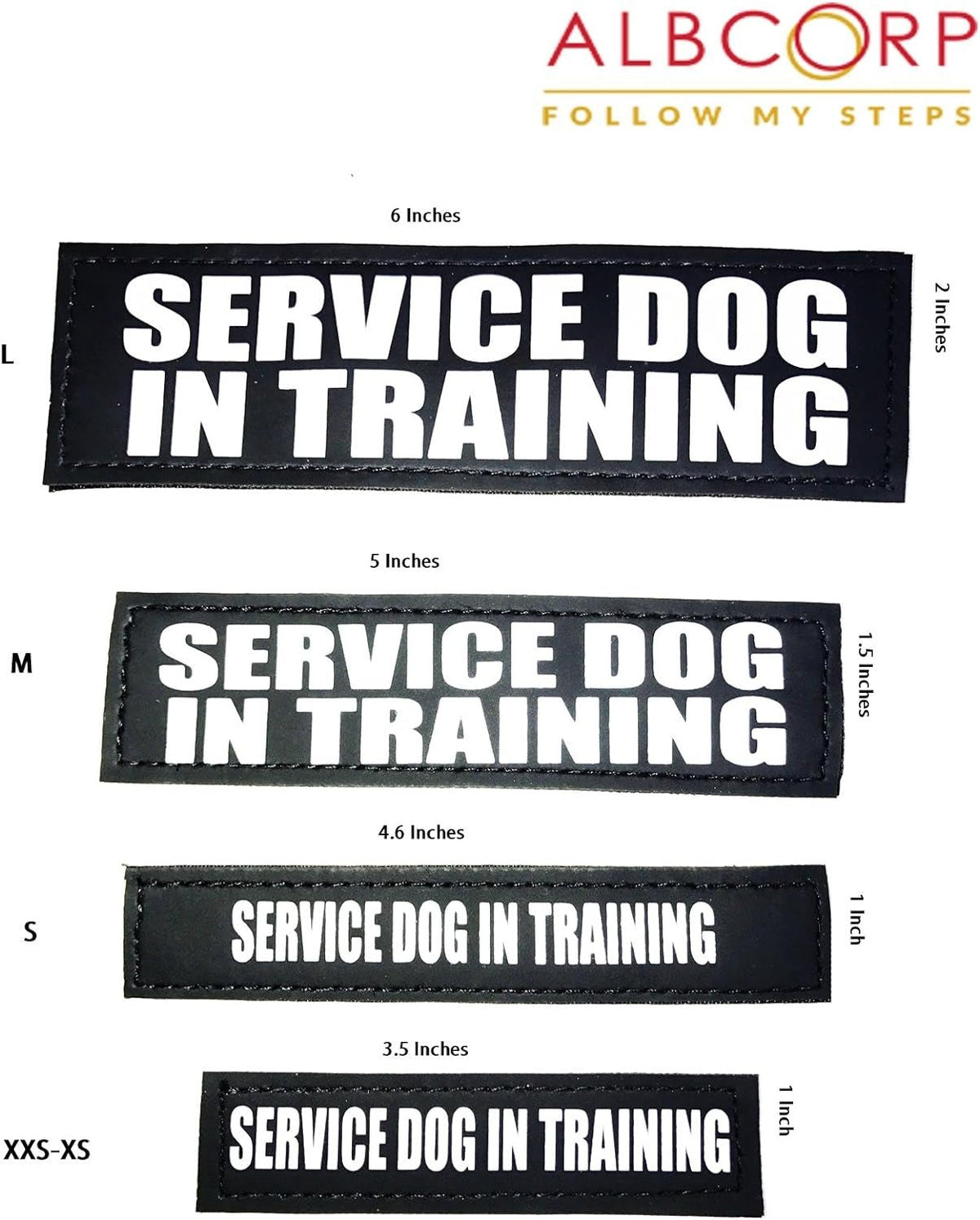 Reflective Service Dog in Training Patches with Hook Backing for Service Animal Vests /Harnesses Large (6 X 2) Inch by Furry Buddy | Best Price Online
