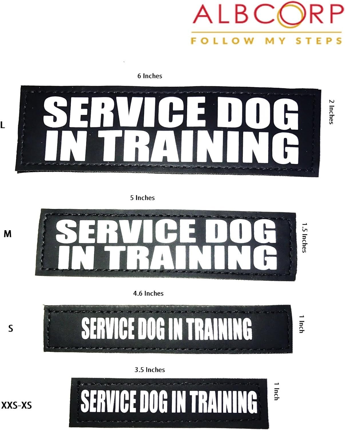 Reflective Service Dog in Training Patches with Hook Backing for Service Animal Vests /Harnesses Large (6 X 2) Inch by Furry Buddy | Best Price Online